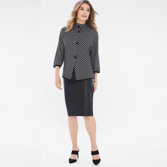 New Chico's Black White Polka Dot Cardigan Size 1 US M - Picture 1 of 16